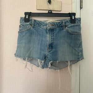 Distressed denim shorts